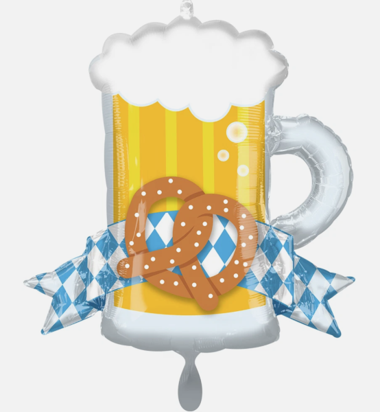 XL Folienballon - Bierkrug mit Bayrisches Band - 67cm